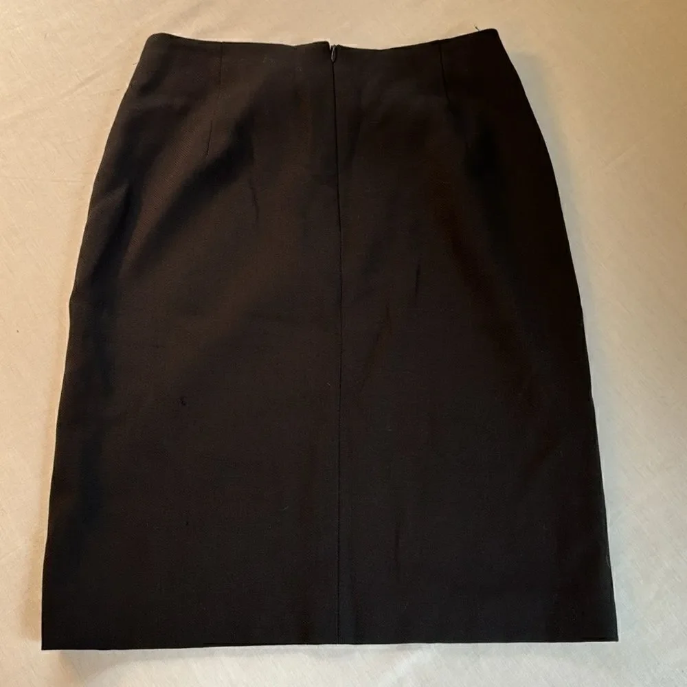 J. Crew black lined wool crepe suit skirt 21” long 13” waist zip back